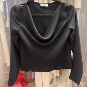 Babaton Black Cowl Neck Long Sleeve, Size XXS